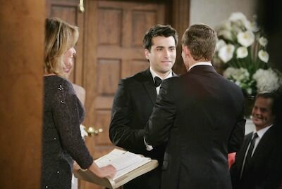Wilson Wedding! Deidre Hall (Marlena) officiates at the wedding of Sonny (Freddy Smith) and Will (Guy Wilson) (c) JPI