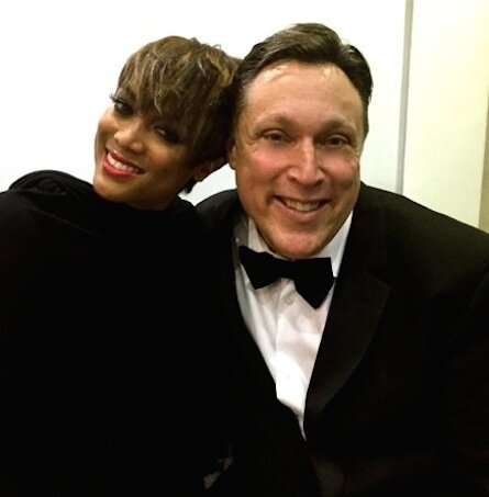 Host of the 42nd Annual Daytime Emmy Awards, Tyra Banks, with show Executive Producer, Michael Levitt
