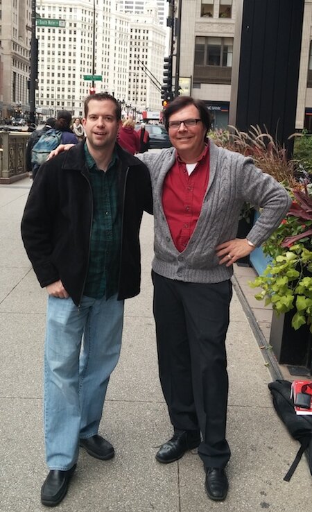 Chicage DJ Jeffrey T. Mason and Soapdom's Mark Edward Wilows in downtown Chicago