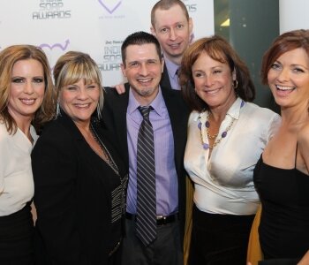 Martha Byrne (Lily, ATWT), Kim ZImmer (Reva, GL), Damon Jacobs and Roger Newcomb, Hillary B. Smith (Nora, OLTL), Anne Sayer (Mitzie, ATWT) (c) Gustavo Monroy