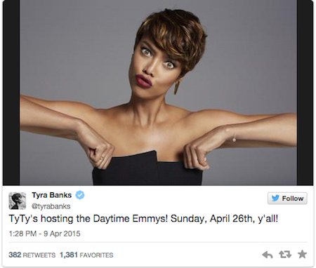 Tyra Banks reveals the big news on Twitter (photo: Tyra Banks)